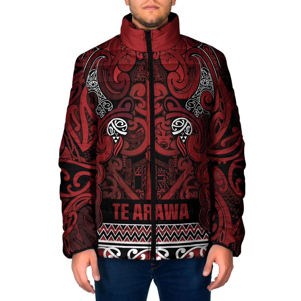 Aotearoa Iwi Te Arawa Padded Jacket Maori Wharenui House Tribal Pattern
