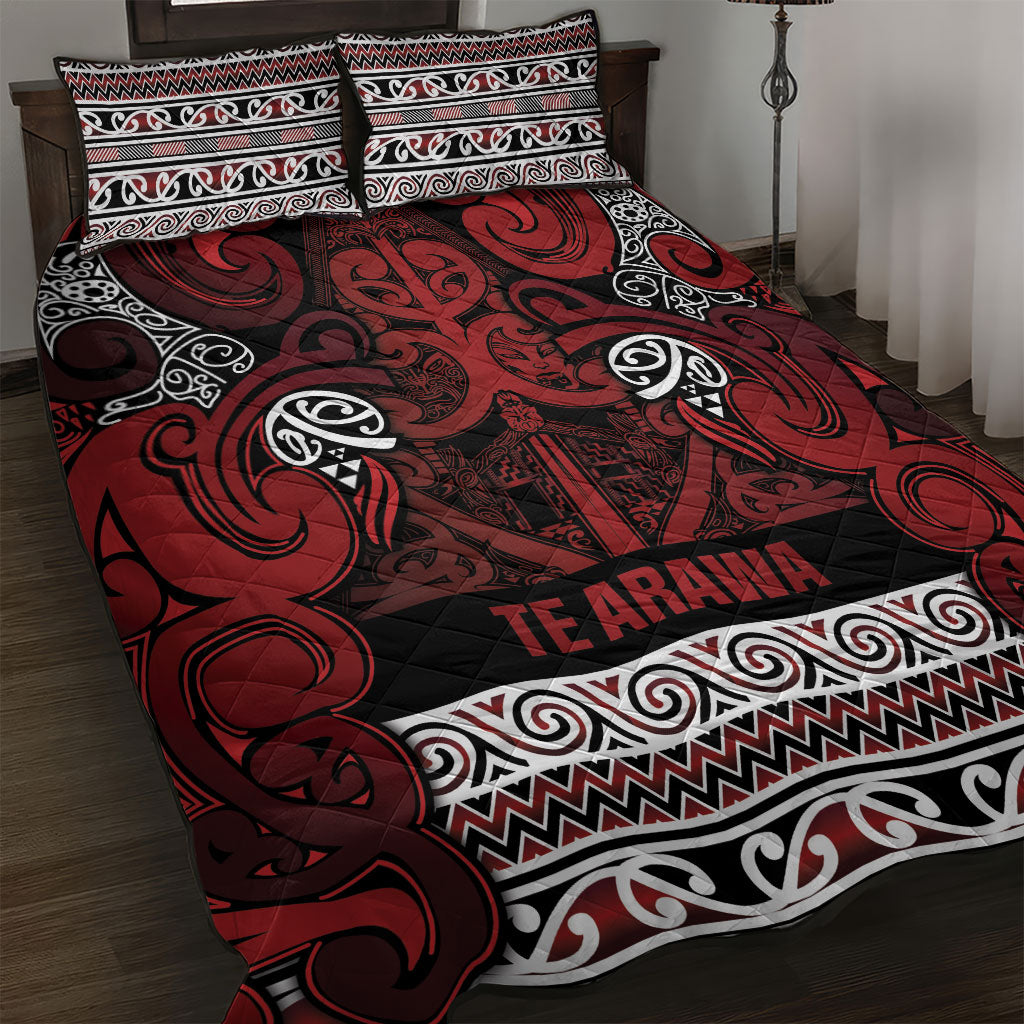 Aotearoa Iwi Te Arawa Quilt Bed Set Maori Wharenui House Tribal Pattern LT9 Dark Red - Polynesian Pride