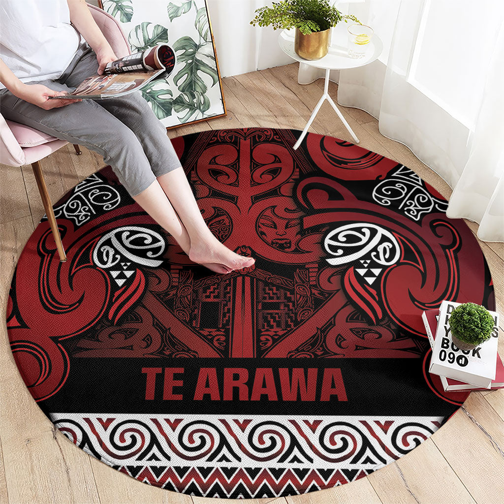 Aotearoa Iwi Te Arawa Round Carpet Maori Wharenui House Tribal Pattern