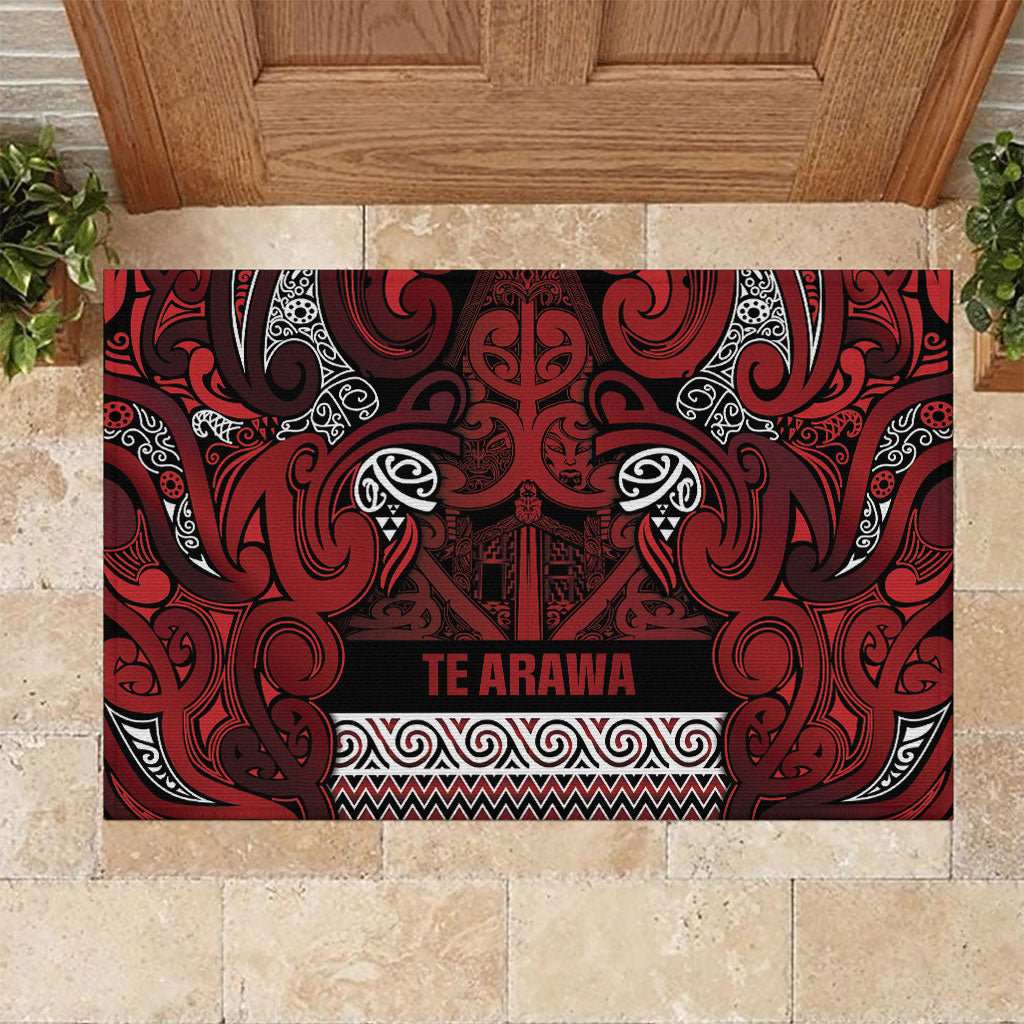 Aotearoa Iwi Te Arawa Rubber Doormat Maori Wharenui House Tribal Pattern