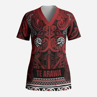 Aotearoa Iwi Te Arawa Scrub Top Maori Wharenui House Tribal Pattern