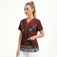 Aotearoa Iwi Te Arawa Scrub Top Maori Wharenui House Tribal Pattern