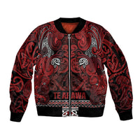 Aotearoa Iwi Te Arawa Sleeve Zip Bomber Jacket Maori Wharenui House Tribal Pattern
