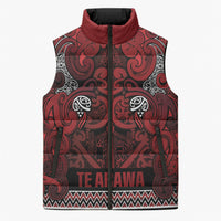 Aotearoa Iwi Te Arawa Sleeveless Puffer Jacket Maori Wharenui House Tribal Pattern