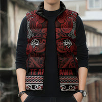 Aotearoa Iwi Te Arawa Sleeveless Puffer Jacket Maori Wharenui House Tribal Pattern