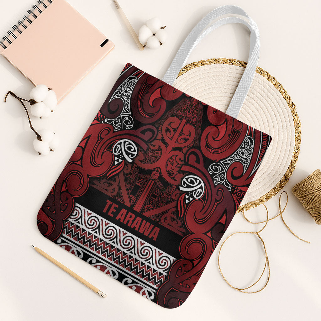 Aotearoa Iwi Te Arawa Tote Bag Maori Wharenui House Tribal Pattern