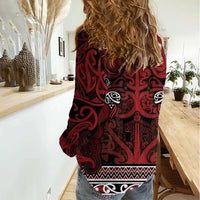 Aotearoa Iwi Te Arawa Women Casual Shirt Maori Wharenui House Tribal Pattern