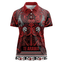 Aotearoa Iwi Te Arawa Women Polo Shirt Maori Wharenui House Tribal Pattern