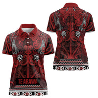 Aotearoa Iwi Te Arawa Women Polo Shirt Maori Wharenui House Tribal Pattern