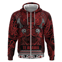 Aotearoa Iwi Te Arawa Zip Hoodie Maori Wharenui House Tribal Pattern