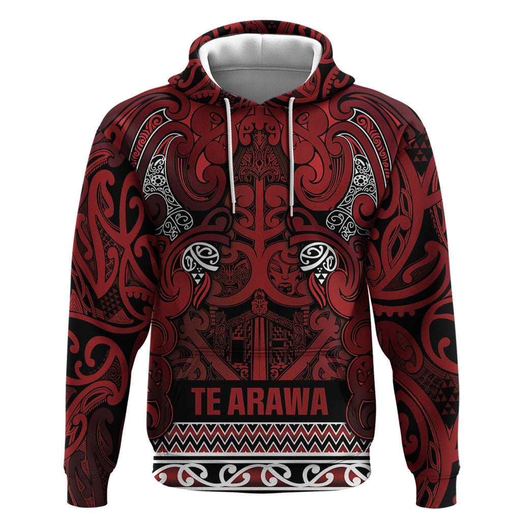Aotearoa Iwi Te Arawa Zip Hoodie Maori Wharenui House Tribal Pattern