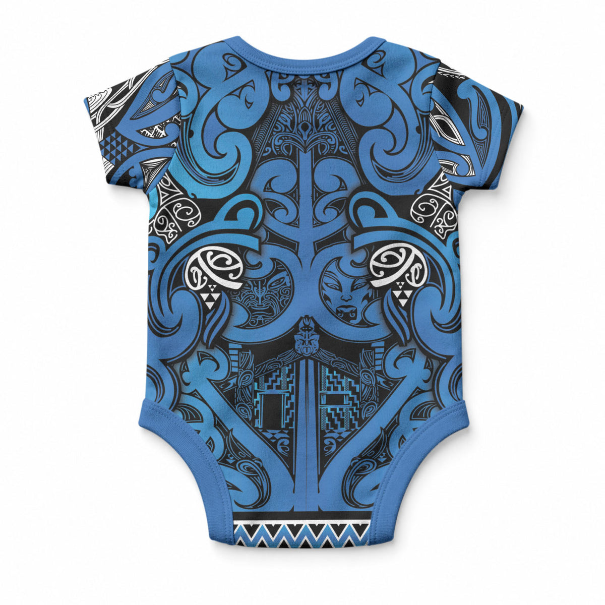 Aotearoa Iwi Ngati Porou Baby Onesie Maori Wharenui House Tribal Pattern