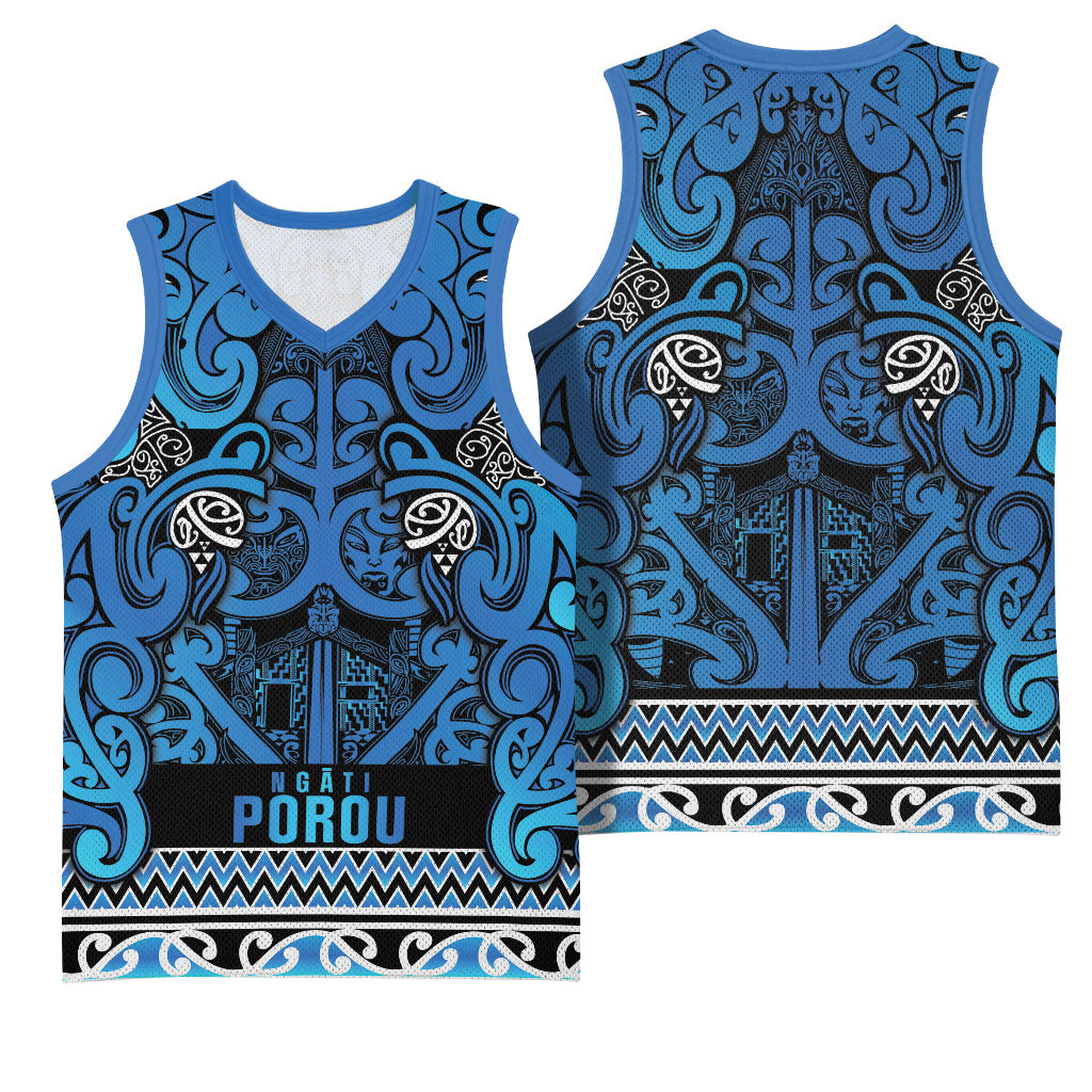 Aotearoa Iwi Ngati Porou Basketball Jersey Maori Wharenui House Tribal Pattern