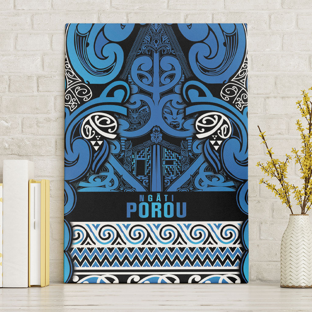 Aotearoa Iwi Ngati Porou Canvas Wall Art Maori Wharenui House Tribal Pattern LT9 Without Frame Blue - Polynesian Pride