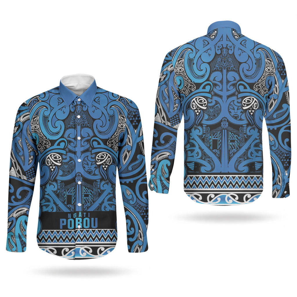 Aotearoa Iwi Ngati Porou Couples Matching Short Sleeve Bodycon Dress and Long Sleeve Button Shirt Maori Wharenui House Tribal Pattern