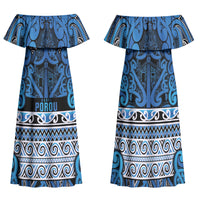 Aotearoa Iwi Ngati Porou Family Matching Off Shoulder Maxi Dress and Hawaiian Shirt Maori Wharenui House Tribal Pattern