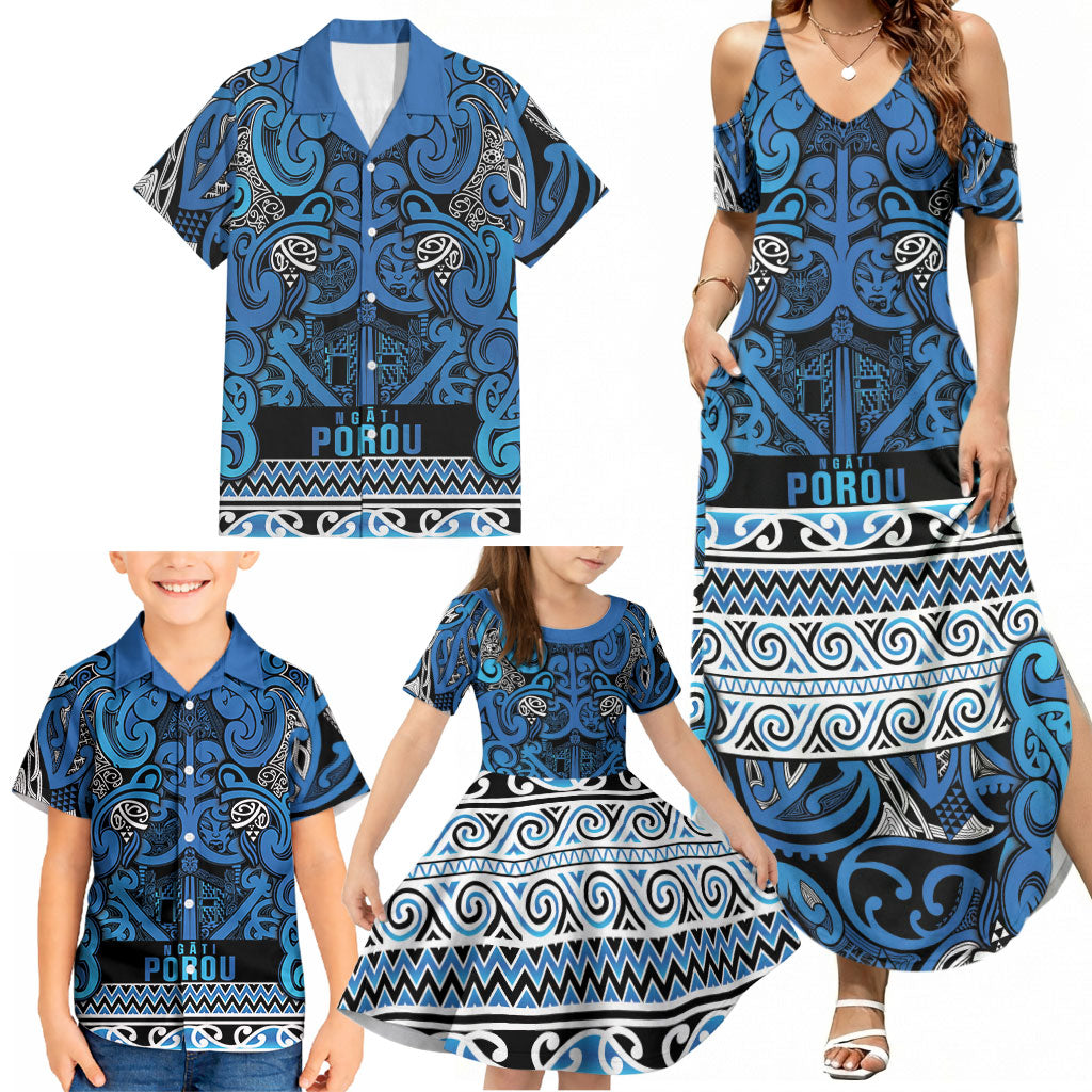 Aotearoa Iwi Ngati Porou Family Matching Summer Maxi Dress and Hawaiian Shirt Maori Wharenui House Tribal Pattern LT9 - Polynesian Pride