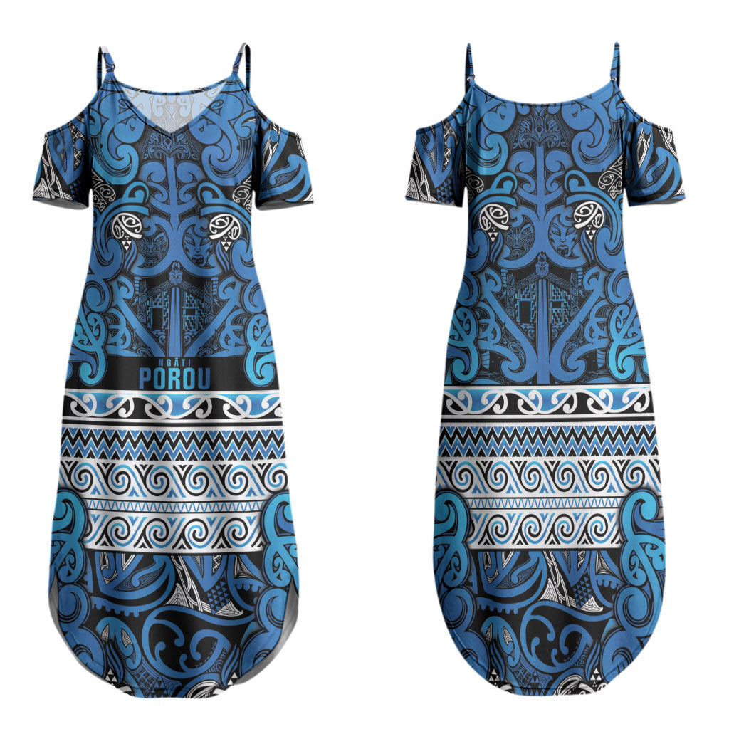 Aotearoa Iwi Ngati Porou Family Matching Summer Maxi Dress and Hawaiian Shirt Maori Wharenui House Tribal Pattern