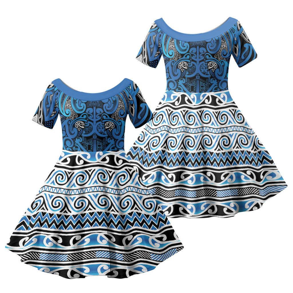 Aotearoa Iwi Ngati Porou Family Matching Tank Maxi Dress and Hawaiian Shirt Maori Wharenui House Tribal Pattern