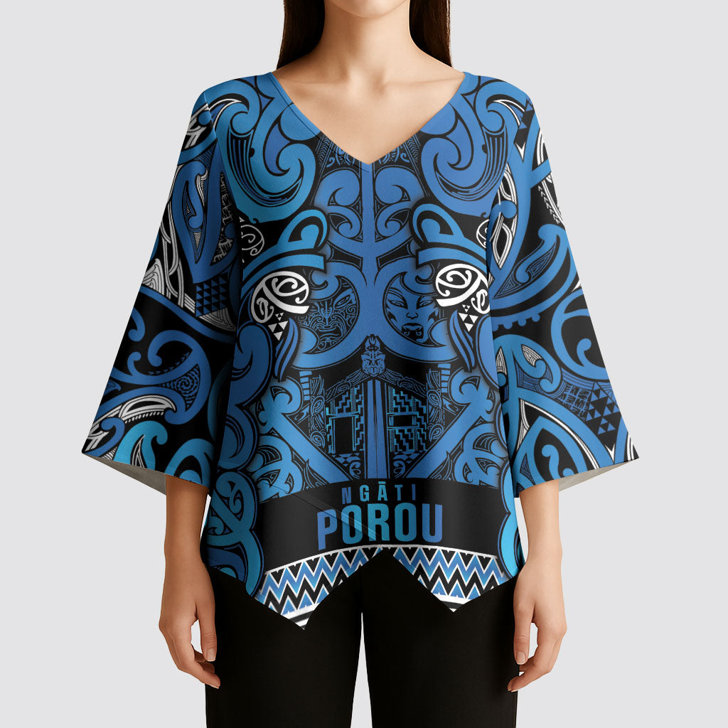 Aotearoa Iwi Ngati Porou Kimono Sleeve Blouse Maori Wharenui House Tribal Pattern
