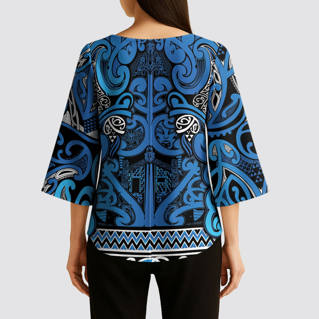 Aotearoa Iwi Ngati Porou Kimono Sleeve Blouse Maori Wharenui House Tribal Pattern