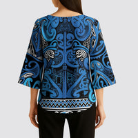 Aotearoa Iwi Ngati Porou Kimono Sleeve Blouse Maori Wharenui House Tribal Pattern