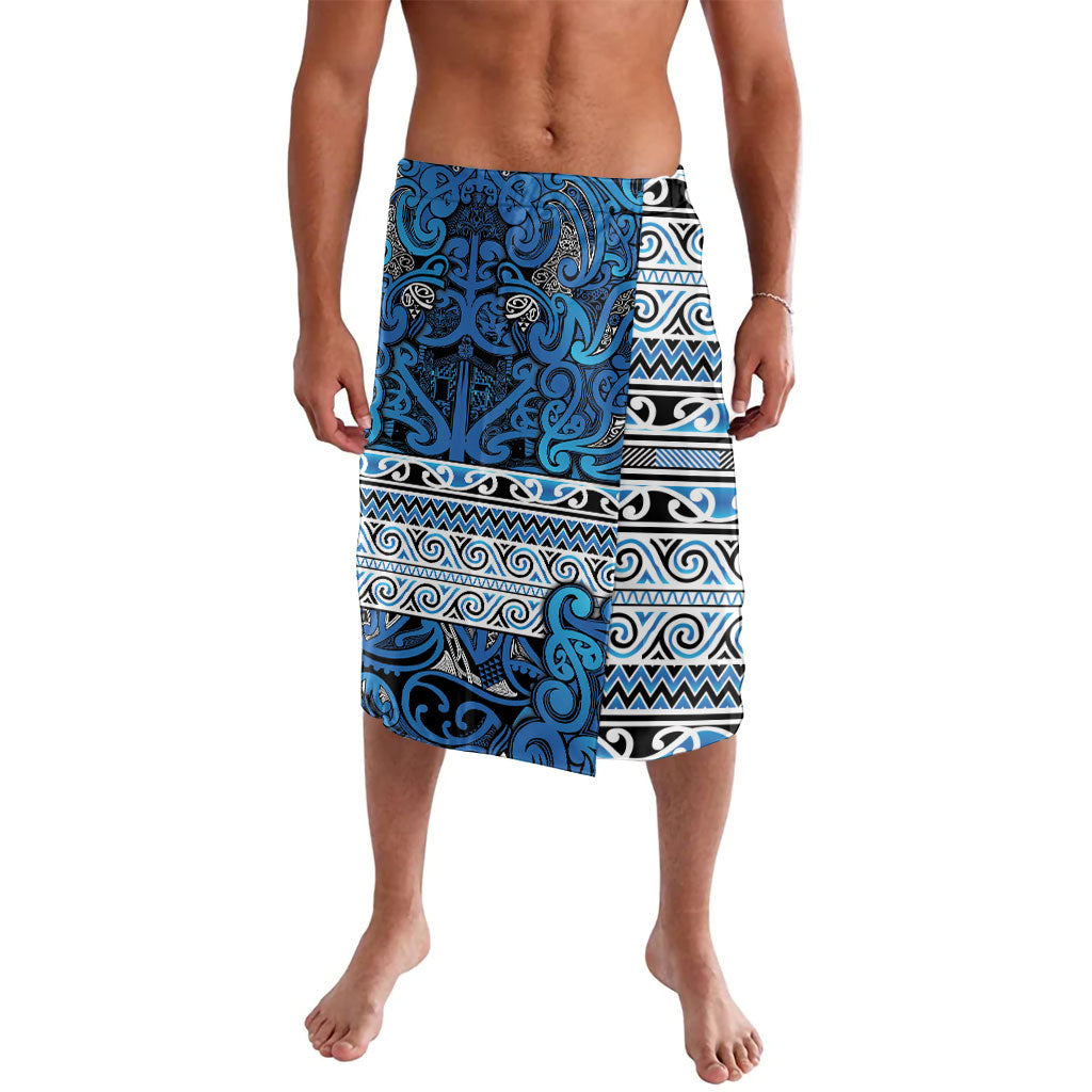 Aotearoa Iwi Ngati Porou Lavalava Maori Wharenui House Tribal Pattern LT9 Blue - Polynesian Pride