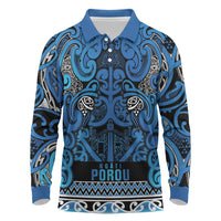 Aotearoa Iwi Ngati Porou Long Sleeve Polo Shirt Maori Wharenui House Tribal Pattern