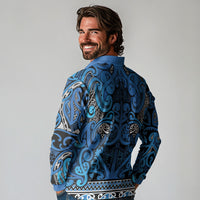 Aotearoa Iwi Ngati Porou Long Sleeve Polo Shirt Maori Wharenui House Tribal Pattern