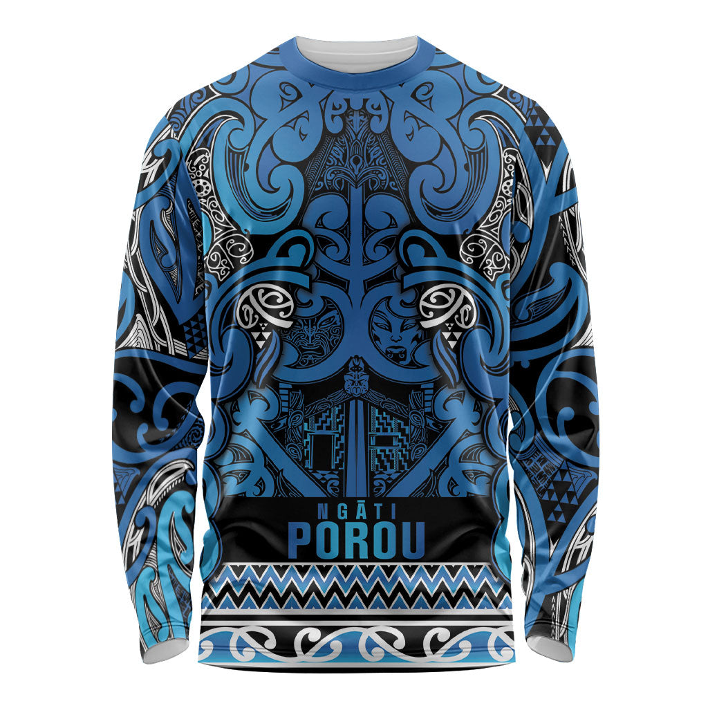 Aotearoa Iwi Ngati Porou Long Sleeve Shirt Maori Wharenui House Tribal Pattern