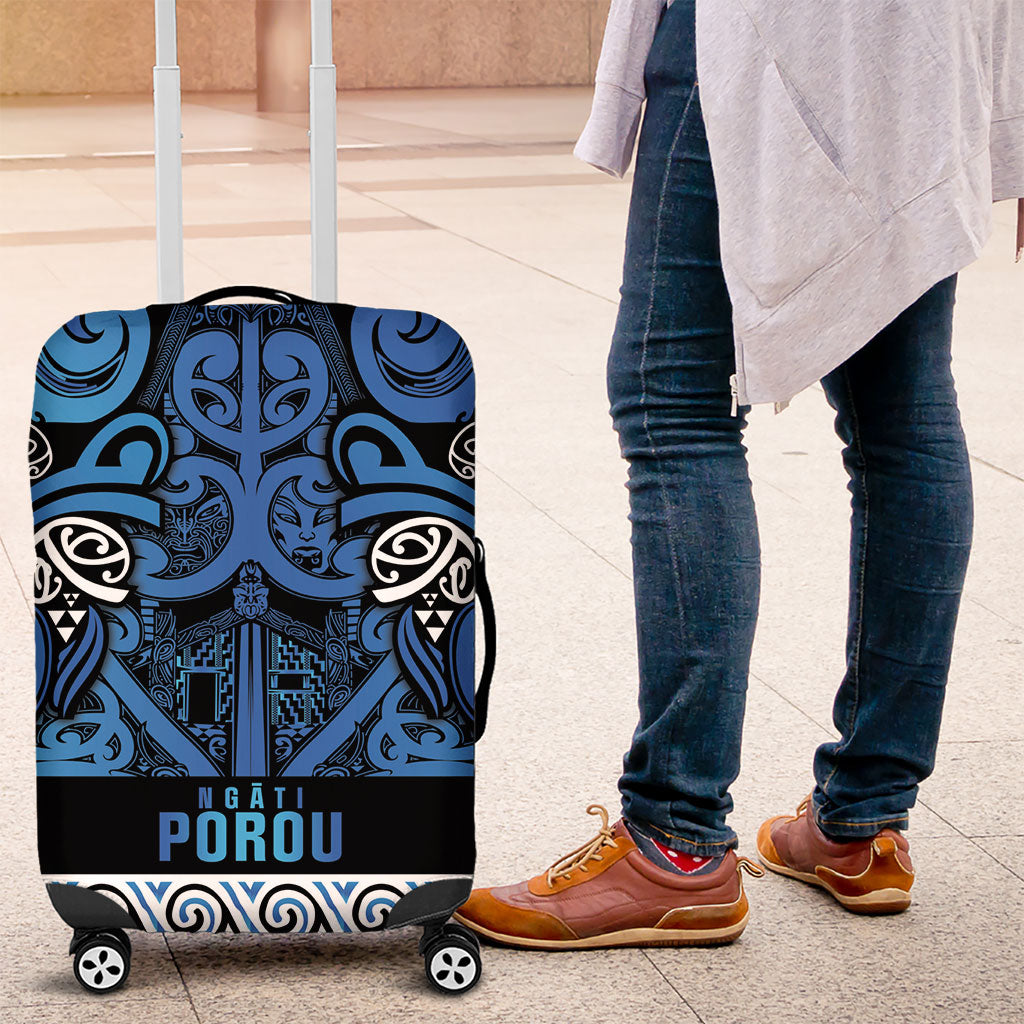 Aotearoa Iwi Ngati Porou Luggage Cover Maori Wharenui House Tribal Pattern LT9 Blue - Polynesian Pride