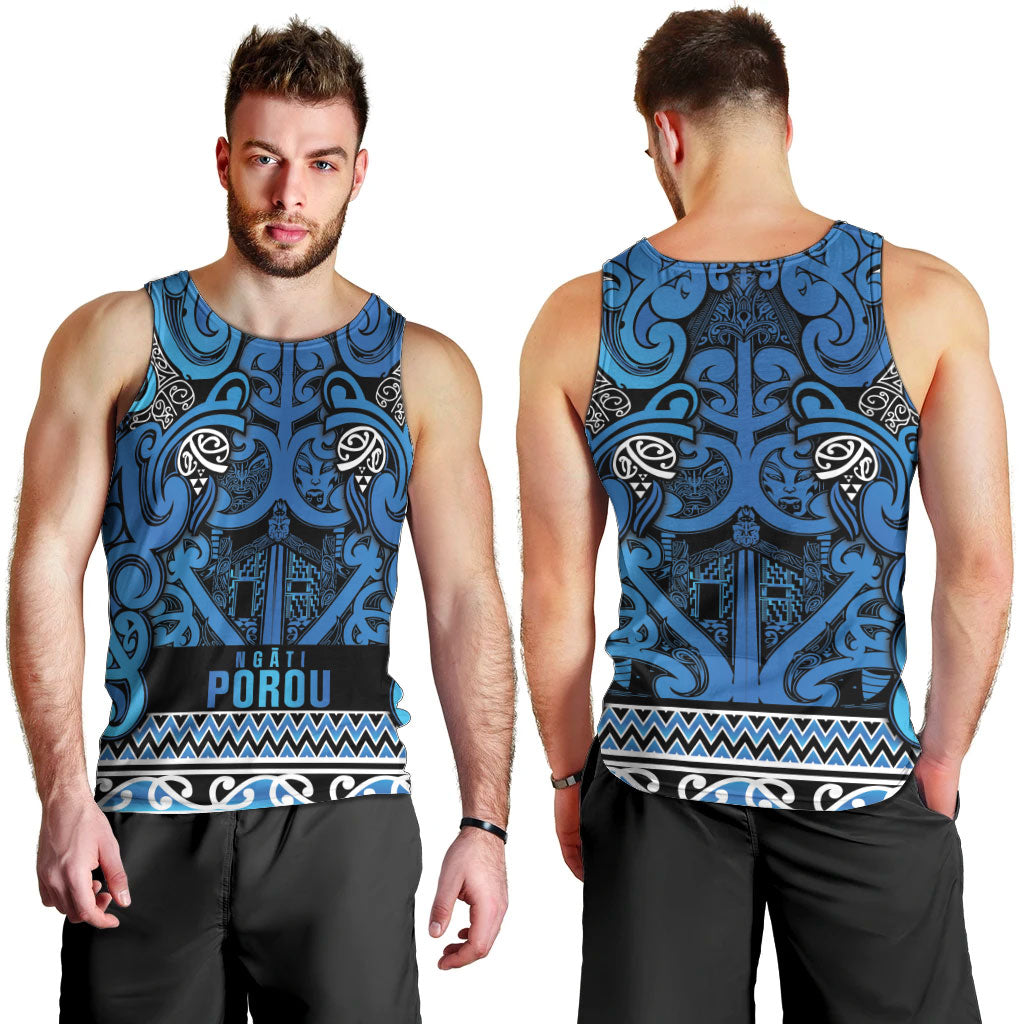 Aotearoa Iwi Ngati Porou Men Tank Top Maori Wharenui House Tribal Pattern