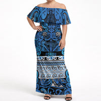 Aotearoa Iwi Ngati Porou Off Shoulder Maxi Dress Maori Wharenui House Tribal Pattern