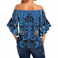 Aotearoa Iwi Ngati Porou Off Shoulder Wrap Waist Top Maori Wharenui House Tribal Pattern
