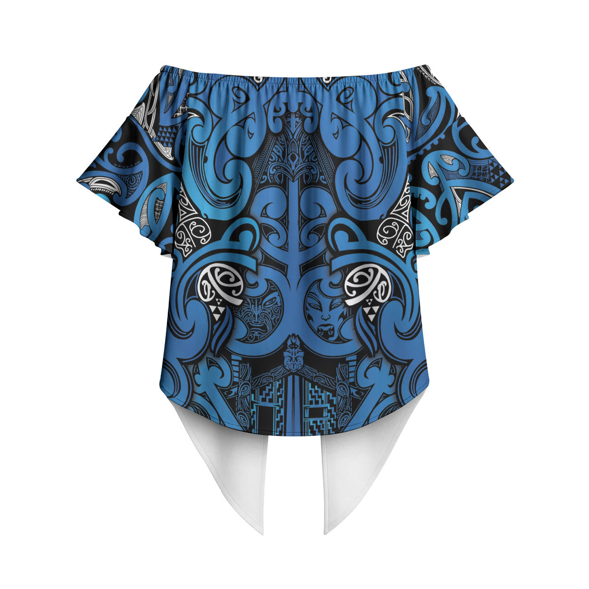 Aotearoa Iwi Ngati Porou Off Shoulder Wrap Waist Top Maori Wharenui House Tribal Pattern