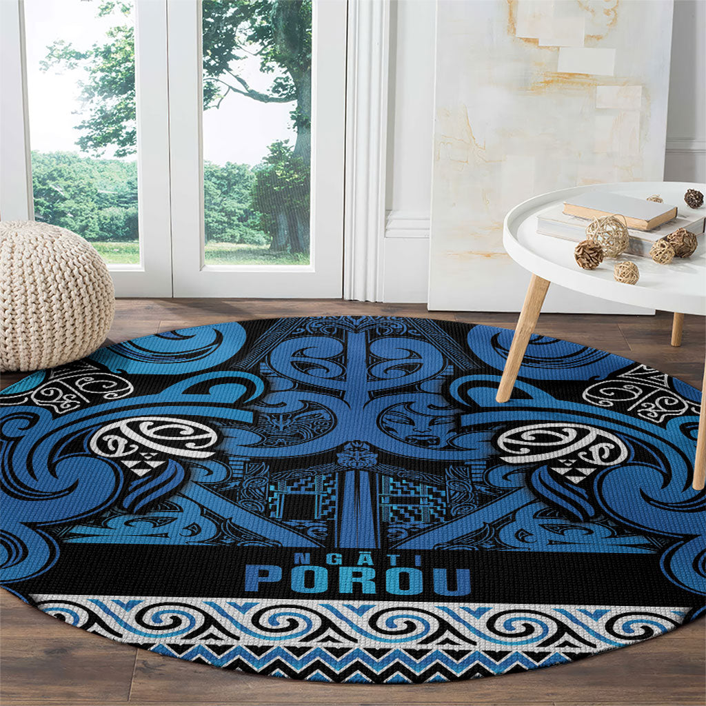 Aotearoa Iwi Ngati Porou Round Carpet Maori Wharenui House Tribal Pattern