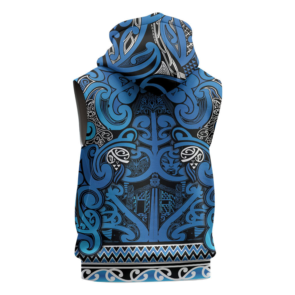 Aotearoa Iwi Ngati Porou Sleeveless Hoodie Maori Wharenui House Tribal Pattern