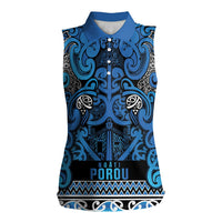 Aotearoa Iwi Ngati Porou Women Sleeveless Polo Shirt Maori Wharenui House Tribal Pattern