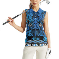 Aotearoa Iwi Ngati Porou Women Sleeveless Polo Shirt Maori Wharenui House Tribal Pattern