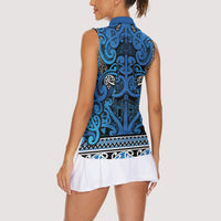 Aotearoa Iwi Ngati Porou Women Sleeveless Polo Shirt Maori Wharenui House Tribal Pattern