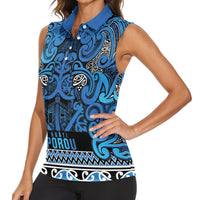 Aotearoa Iwi Ngati Porou Women Sleeveless Polo Shirt Maori Wharenui House Tribal Pattern