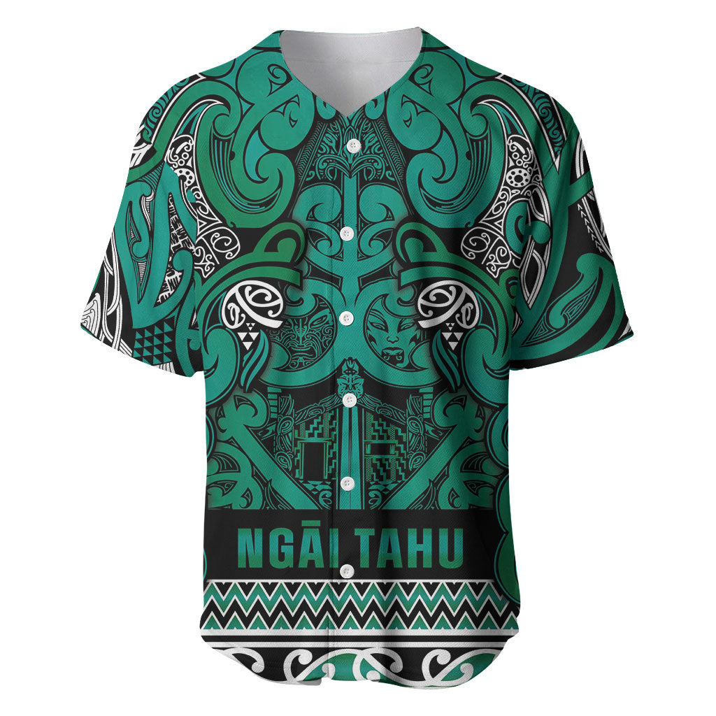 Aotearoa Iwi Ngai Tahu Baseball Jersey Maori Wharenui House Tribal Pattern LT9 Turquoise - Polynesian Pride