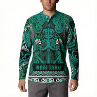Aotearoa Iwi Ngai Tahu Button Sweatshirt Maori Wharenui House Tribal Pattern