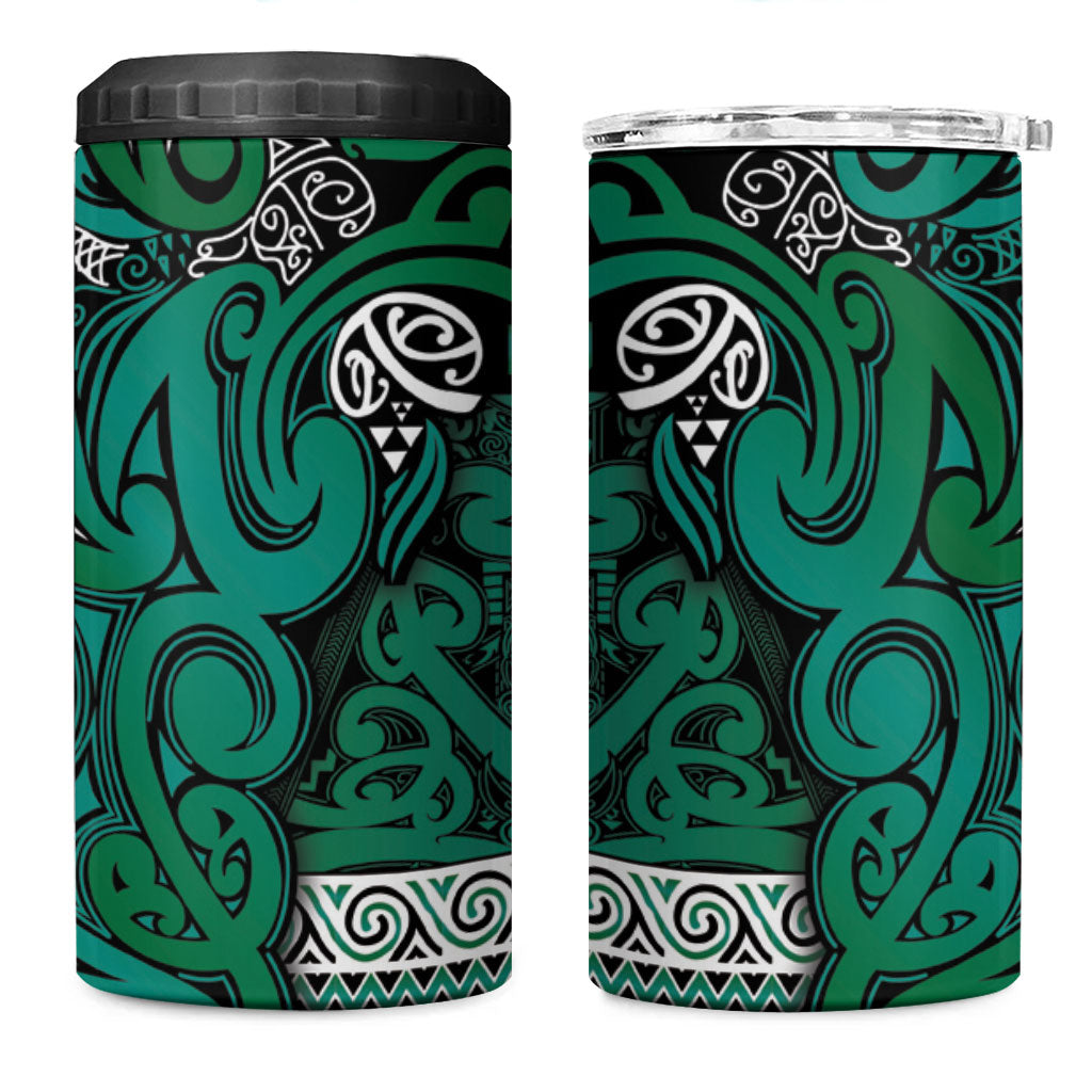 Aotearoa Iwi Ngai Tahu 4 in 1 Can Cooler Tumbler Maori Wharenui House Tribal Pattern
