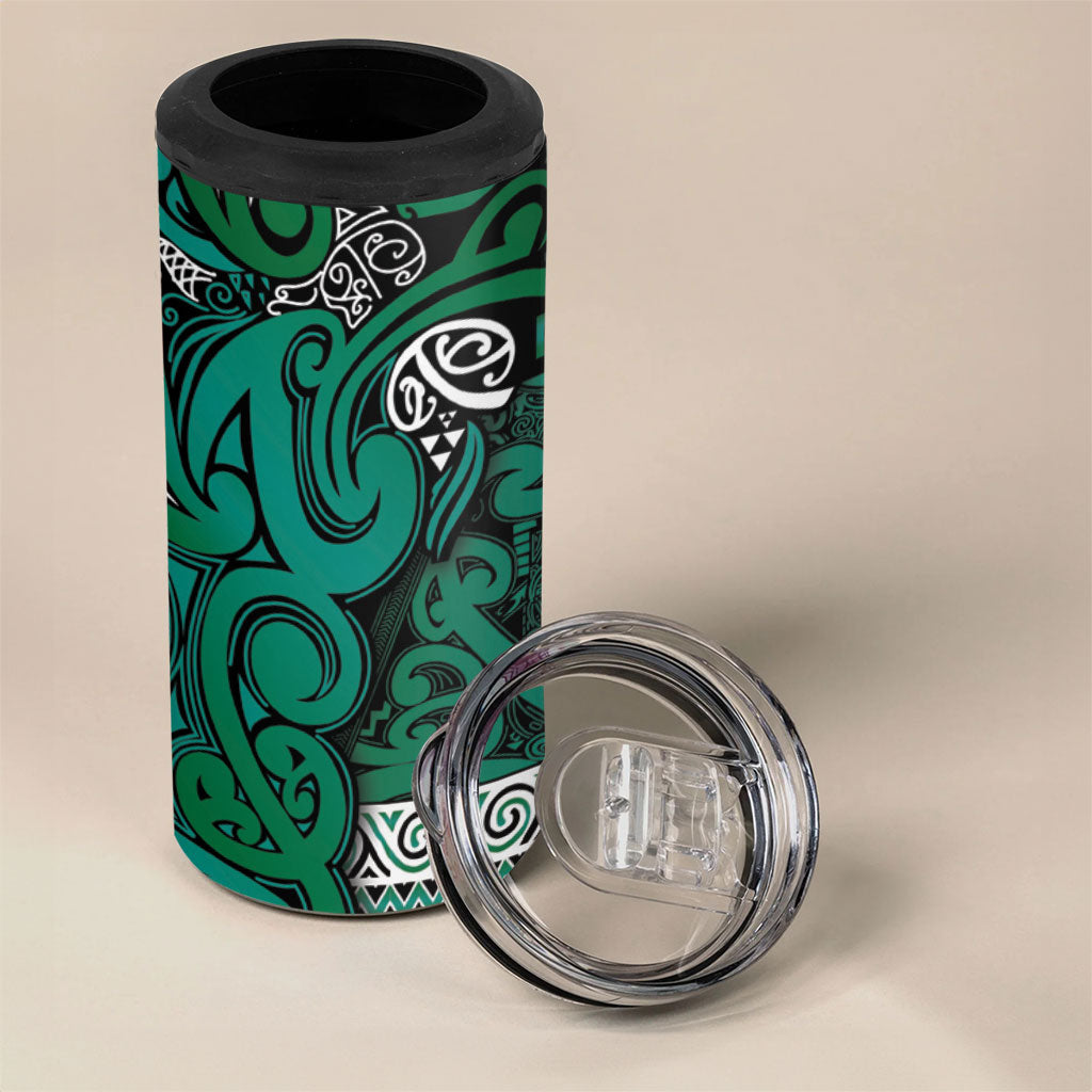 Aotearoa Iwi Ngai Tahu 4 in 1 Can Cooler Tumbler Maori Wharenui House Tribal Pattern