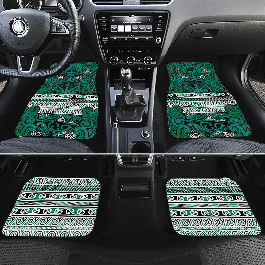 Aotearoa Iwi Ngai Tahu Car Mats Maori Wharenui House Tribal Pattern LT9 Set 4pcs Turquoise - Polynesian Pride