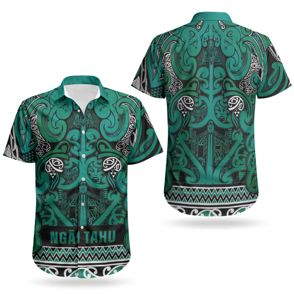 Aotearoa Iwi Ngai Tahu Couples Matching Long Sleeve Bodycon Dress and Hawaiian Shirt Maori Wharenui House Tribal Pattern