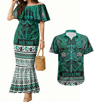 Aotearoa Iwi Ngai Tahu Couples Matching Mermaid Dress and Hawaiian Shirt Maori Wharenui House Tribal Pattern