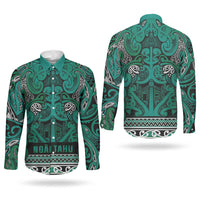 Aotearoa Iwi Ngai Tahu Couples Matching Puletasi and Long Sleeve Button Shirt Maori Wharenui House Tribal Pattern