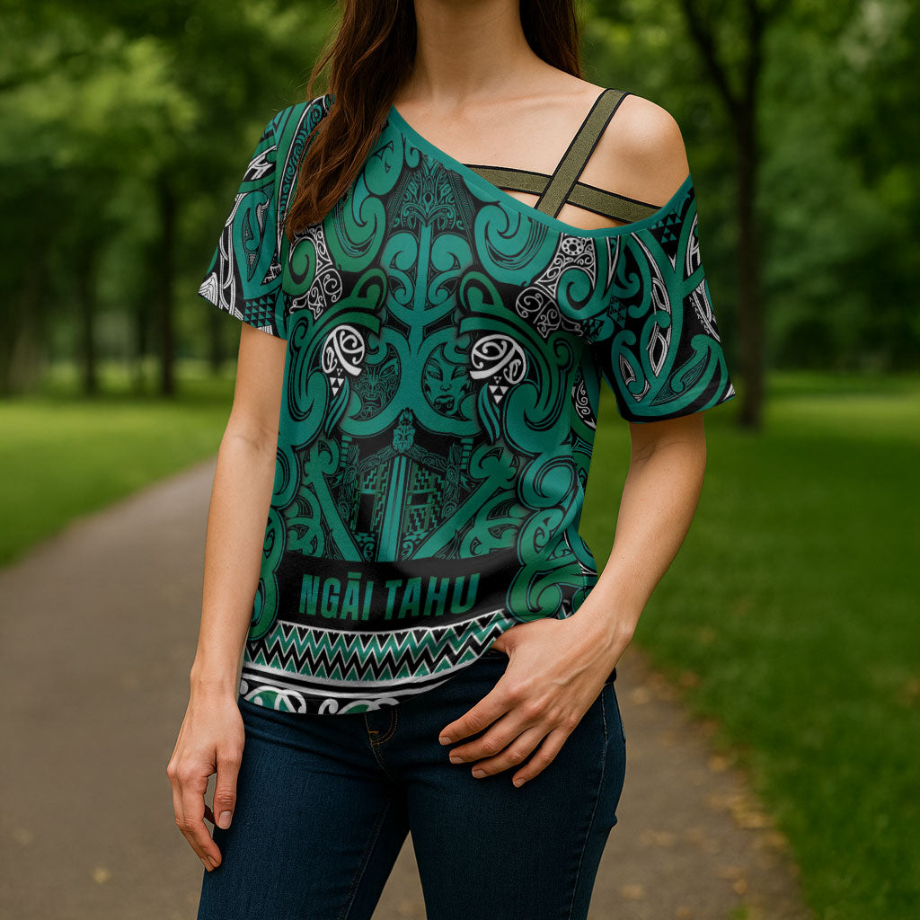 Aotearoa Iwi Ngai Tahu Cross Shoulder Shirt Maori Wharenui House Tribal Pattern
